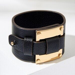 India Hicks Lady P Cuff in black leather.